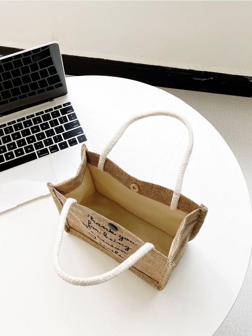 Mini Slogan Graphic Satchel Bag