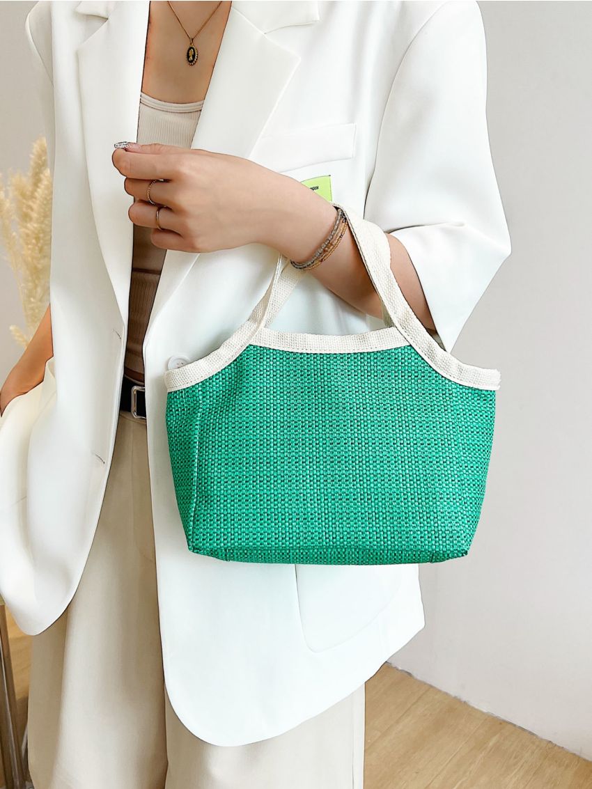 Contrast Binding Satchel Bag