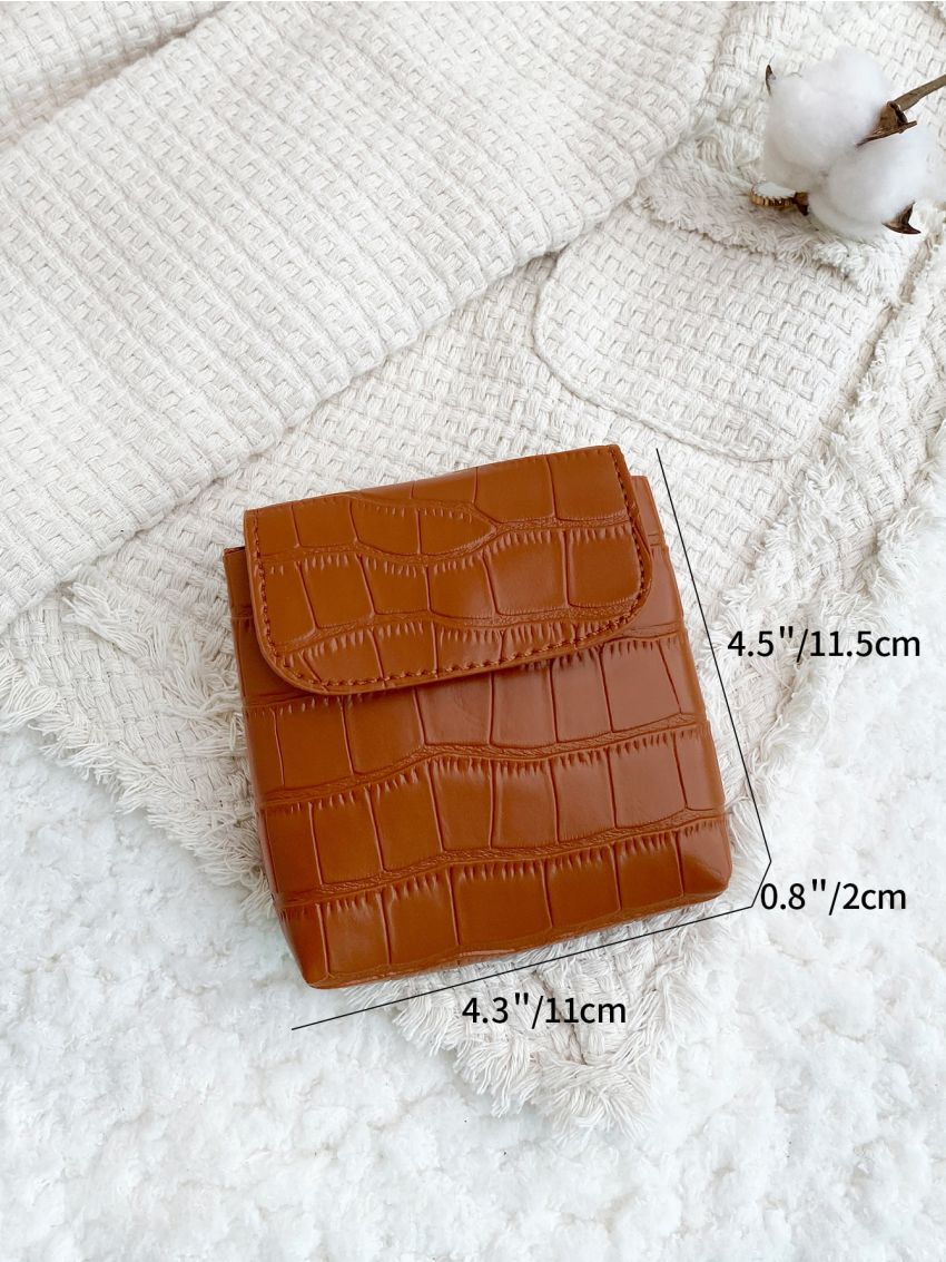 Crocodile Embossed Pressed Button Flap Coin Purse Fashion Small Purse