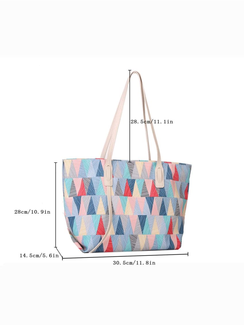 Geometric Pattern Shoulder Tote Bag