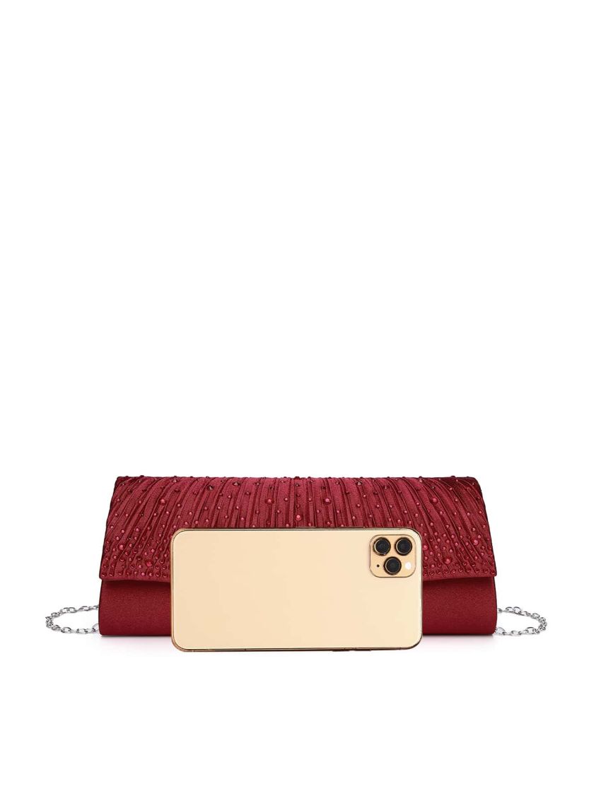 Rhinestone Decor Flap Square Bag