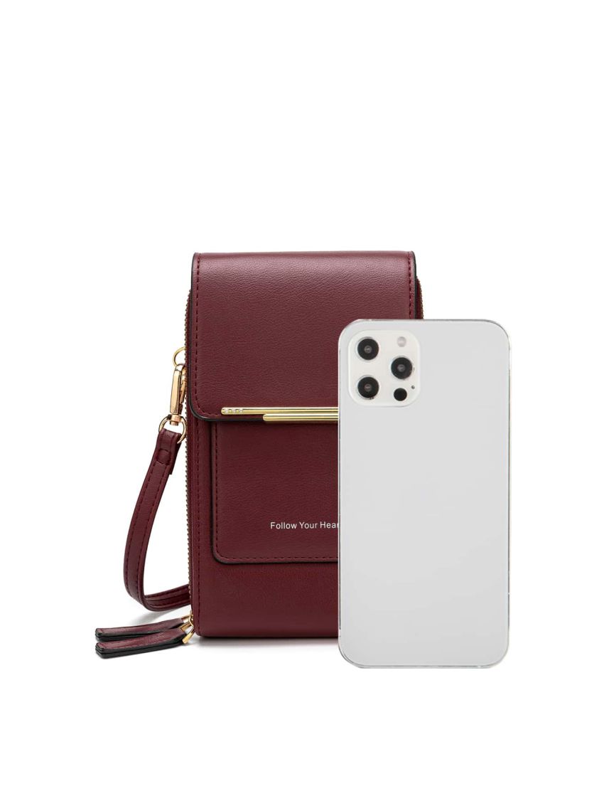 Slogan Graphic Flap Phone Wallet