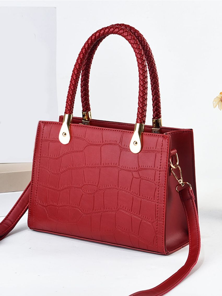 Crocodile Embossed Square Bag