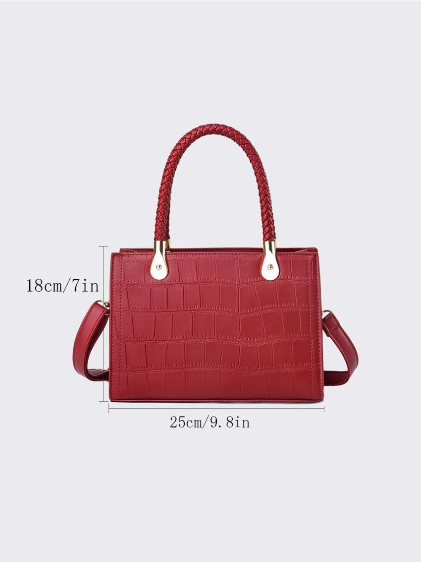Crocodile Embossed Square Bag