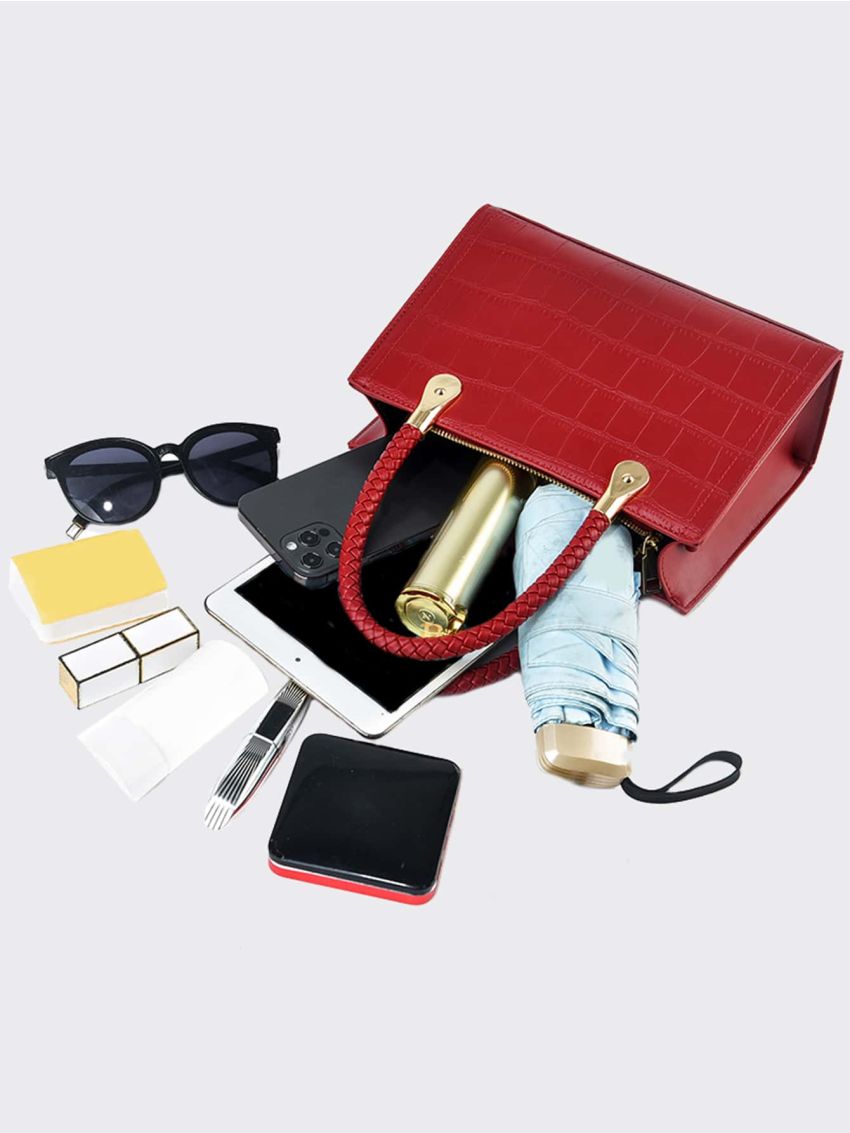 Crocodile Embossed Square Bag