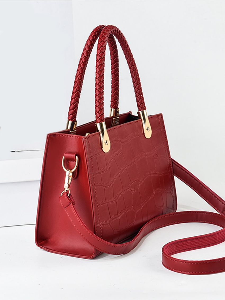 Crocodile Embossed Square Bag
