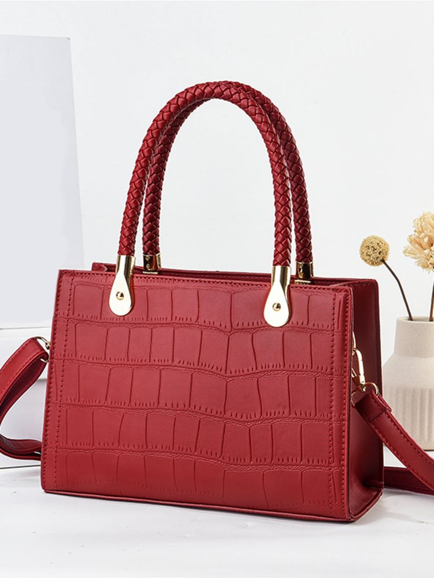 Crocodile Embossed Square Bag
