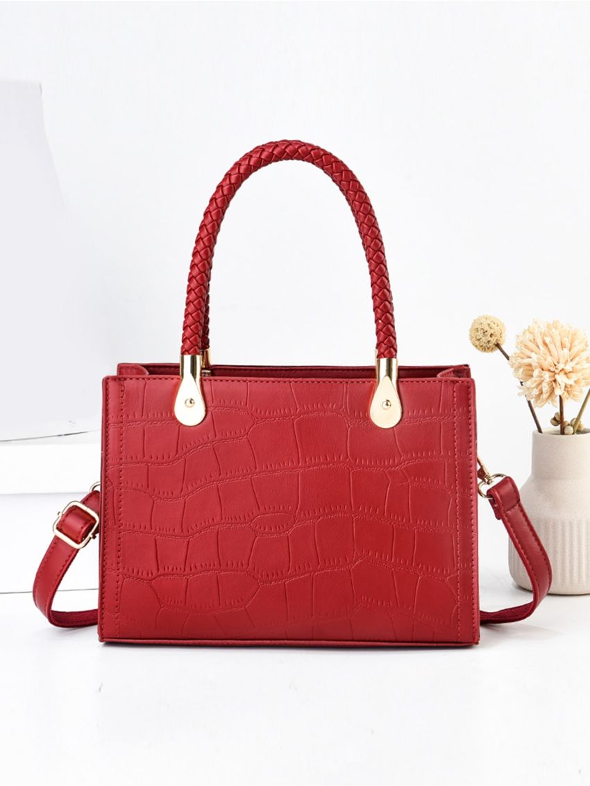 Crocodile Embossed Square Bag