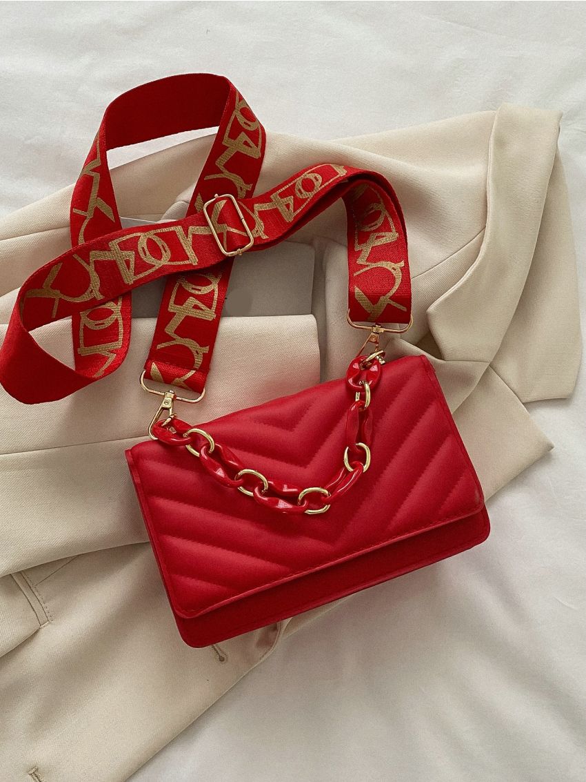 Mini Chevron Quilted Flap Square Bag