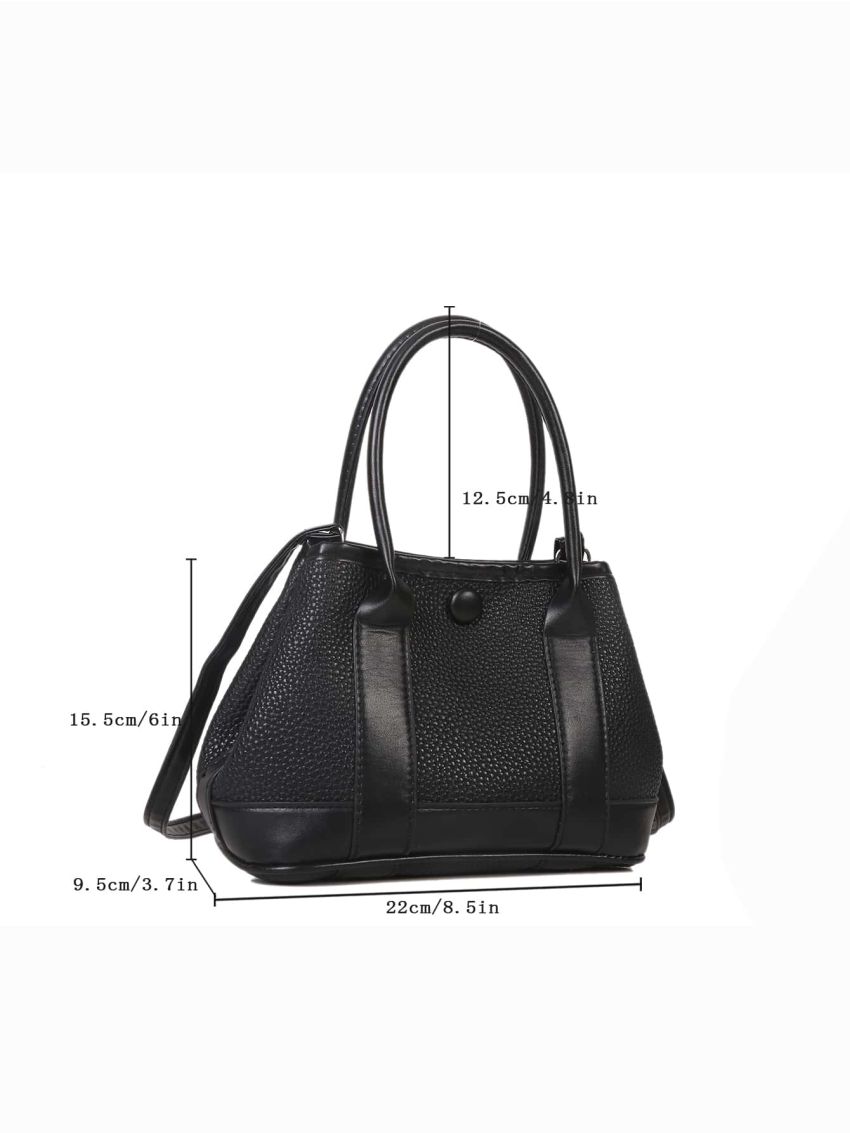 Litchi Embossed Double Handle Bucket Bag