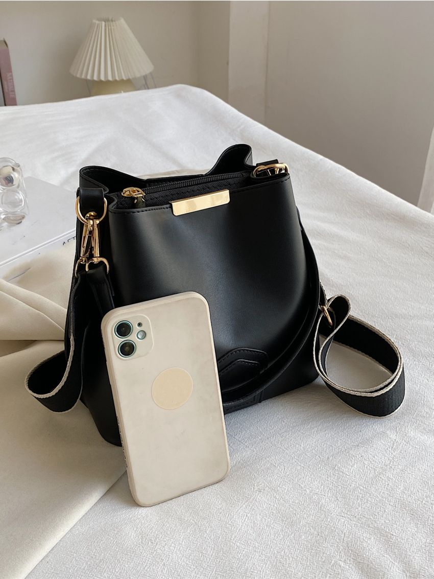 Snap Button Bucket Bag