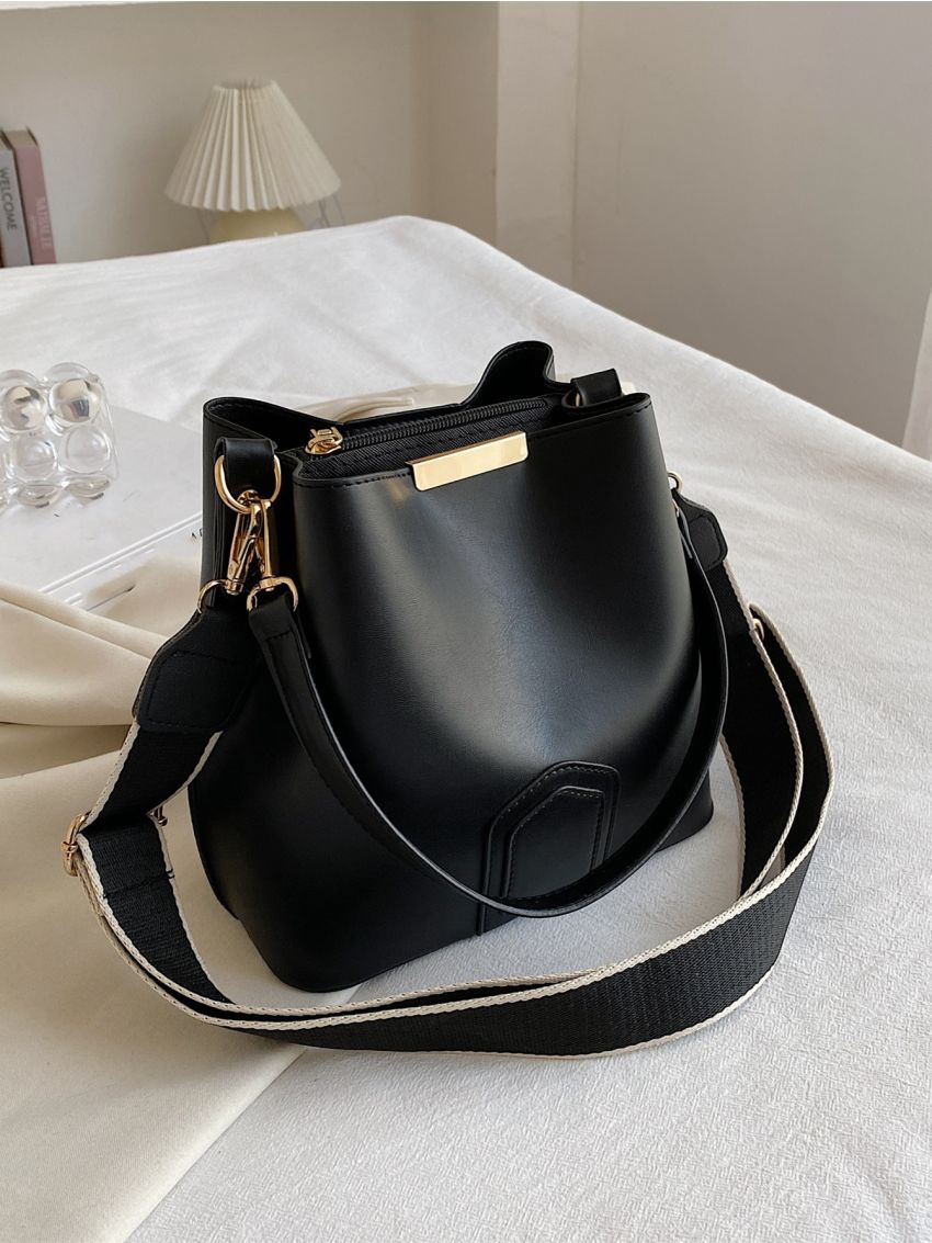 Snap Button Bucket Bag