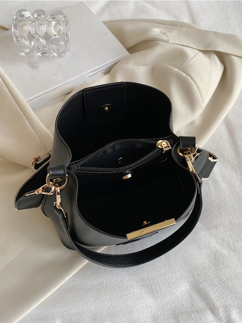 Snap Button Bucket Bag