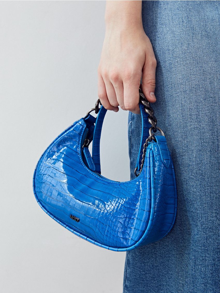 PREMIUM ARTIFICIAL PATENT LEATHER CROCODILE EMBOSSED SATCHEL BAG