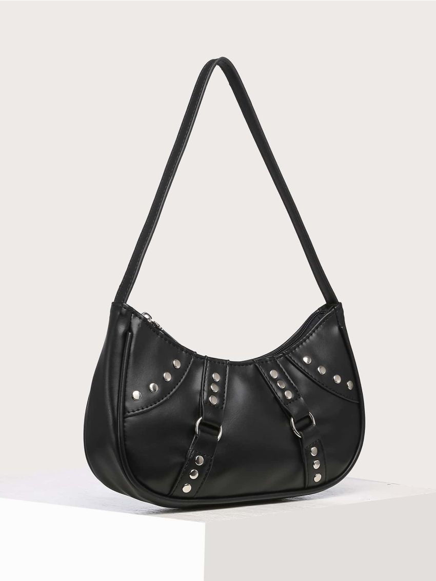 Studded Decor Hobo Bag