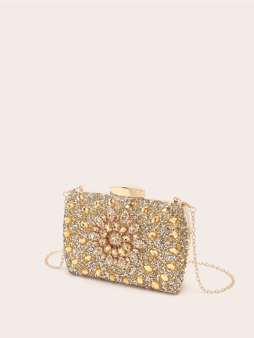 Mini Rhinestone Decor Chain Box Bag