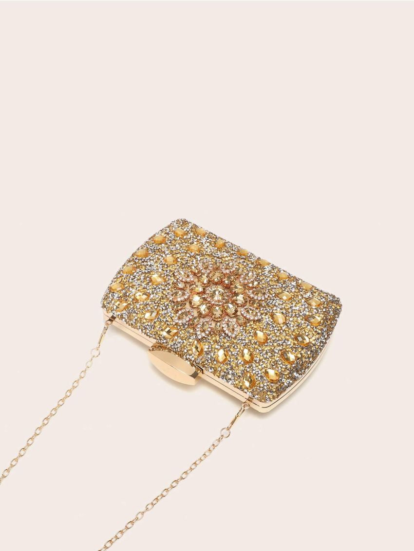 Mini Rhinestone Decor Chain Box Bag