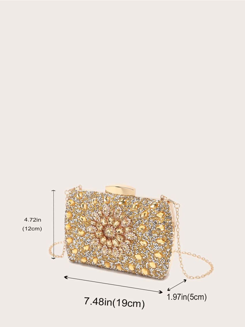 Mini Rhinestone Decor Chain Box Bag