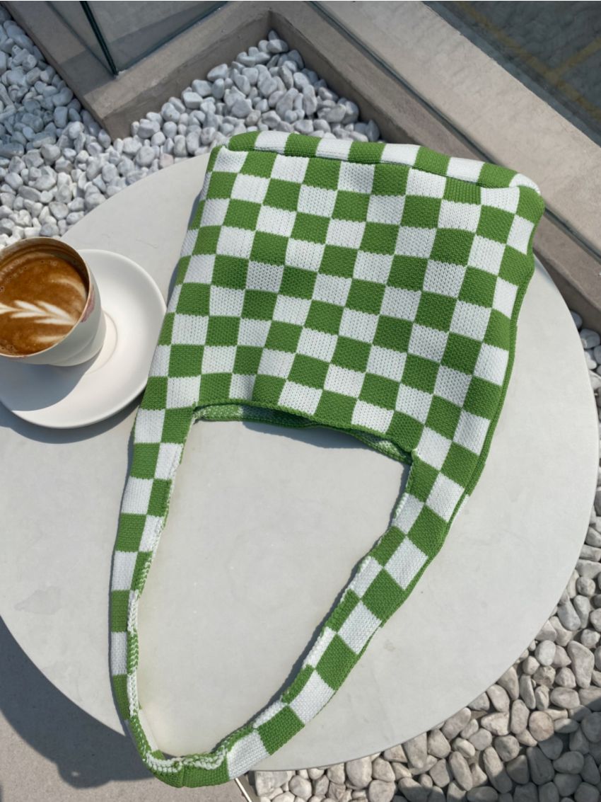 Plaid Pattern Crochet Bag