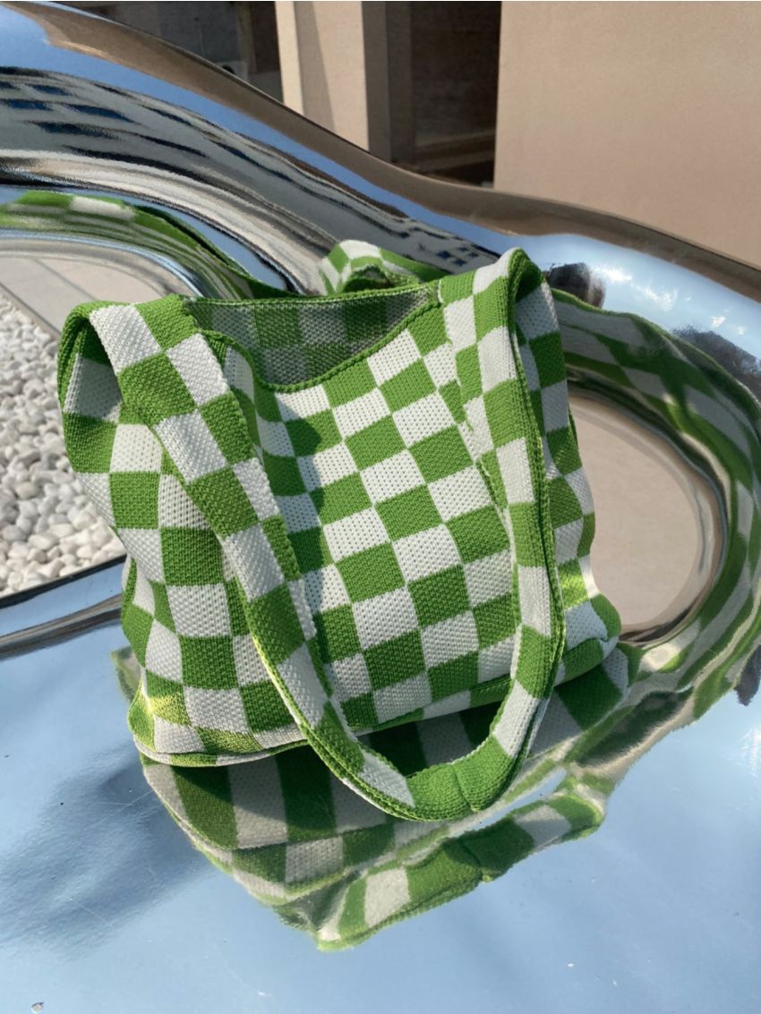Plaid Pattern Crochet Bag