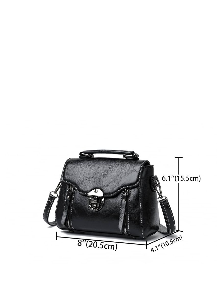 Vintage Design Push Lock Square Bag