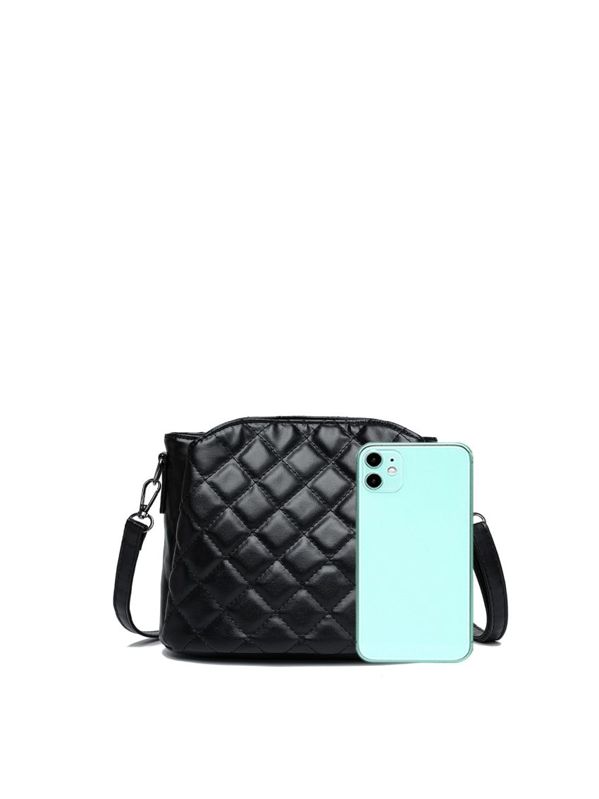 Quilted Embossed Zip Crossbody Bag