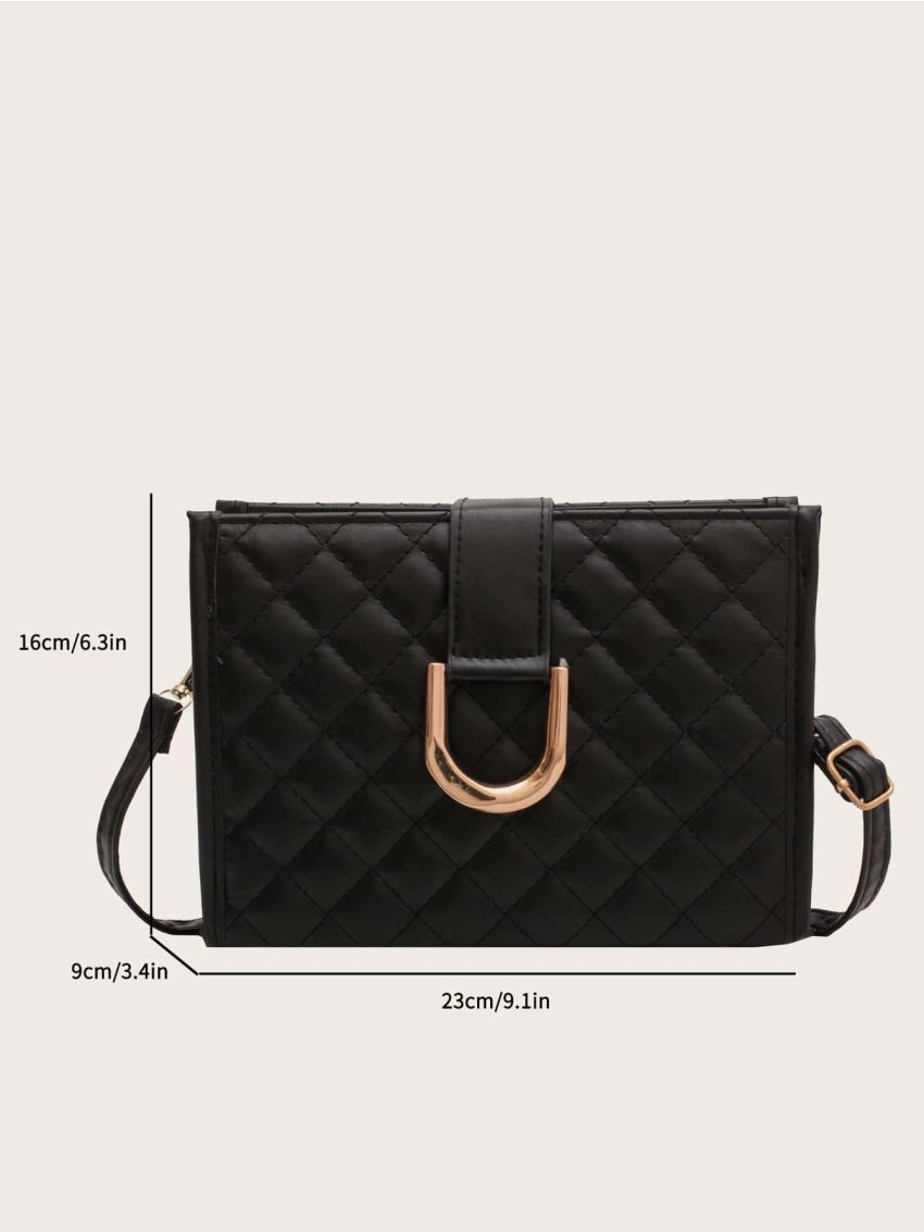 Quilted Detail Metal Decor Square Bag