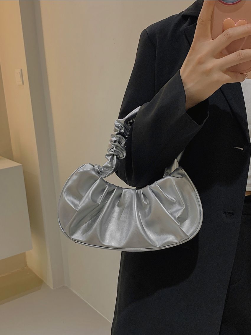 Metallic Minimalist Ruched Bag