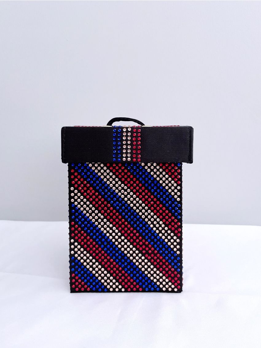 Mini Rhinestone Decor Top Handle Box Bag