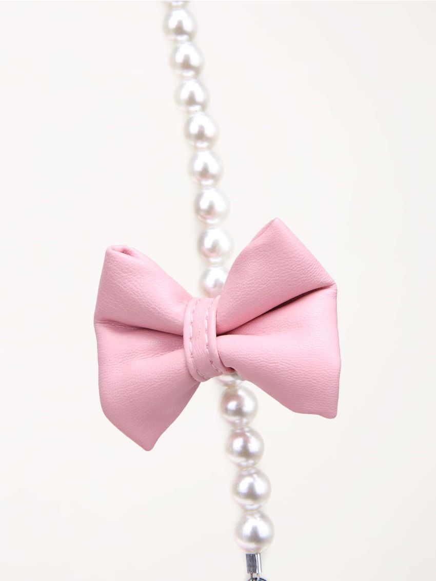 Bow & Faux Pearl Decor Ruched Bag