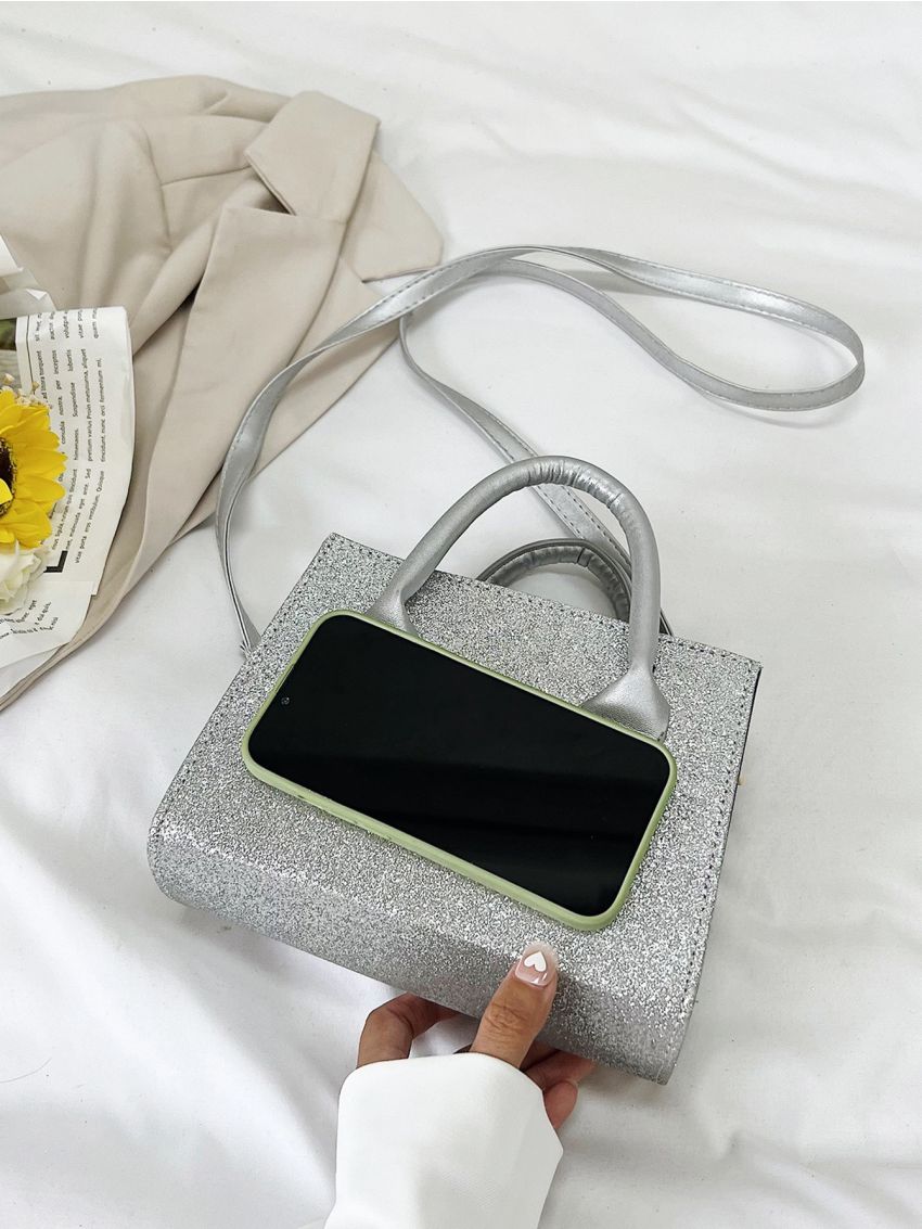 Mini Glitter Double Handle Square Bag
