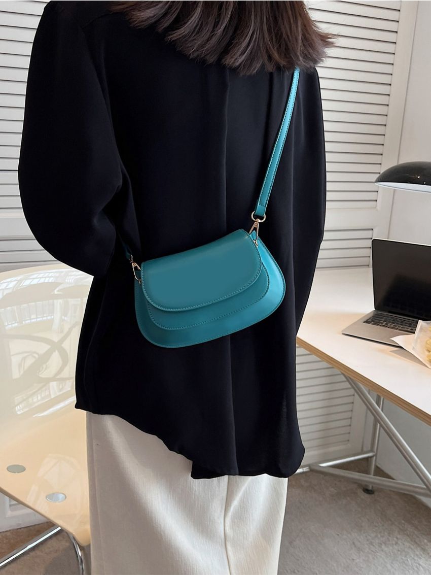 Stitch Detail Flap Saddle Bag