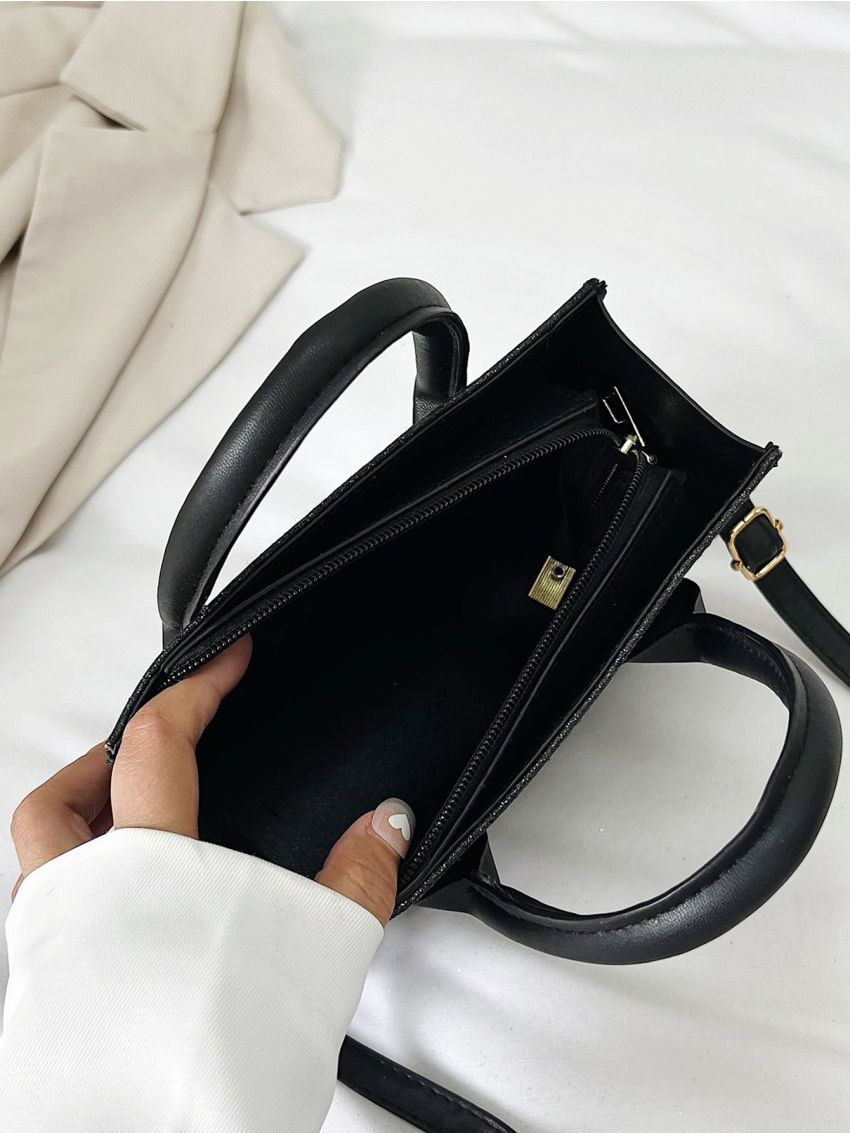 Mini Glitter Double Handle Square Bag