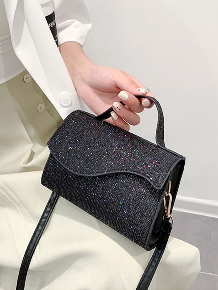 Mini Sequin Decor Flap Square Bag