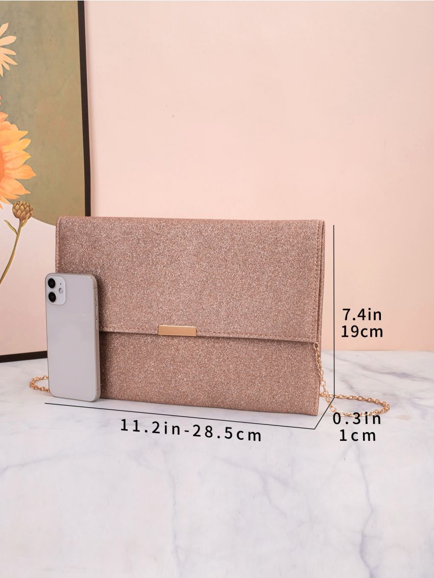 Glitter Flap Chain Square Bag