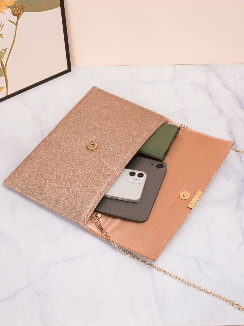 Glitter Flap Chain Square Bag