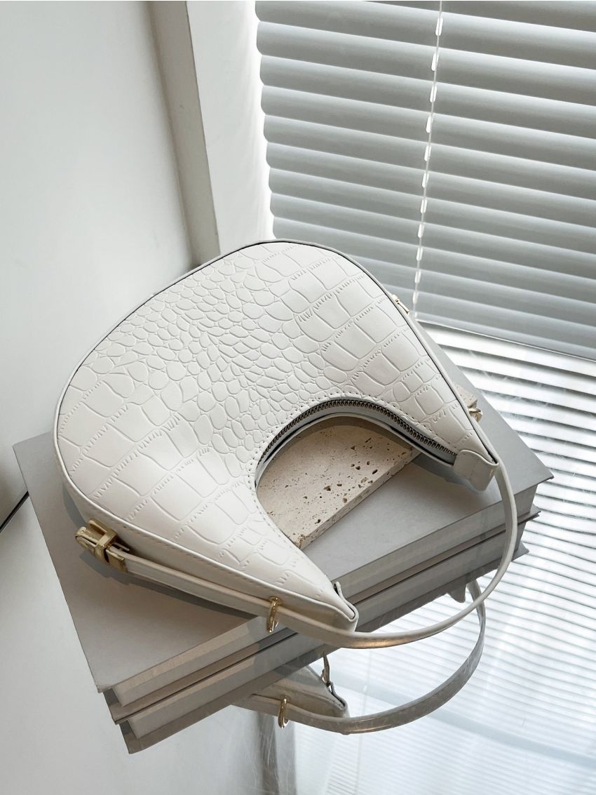 Crocodile Embossed Hobo Bag