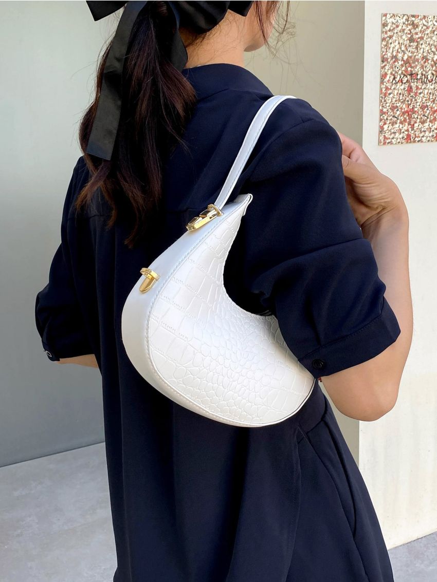 Crocodile Embossed Hobo Bag