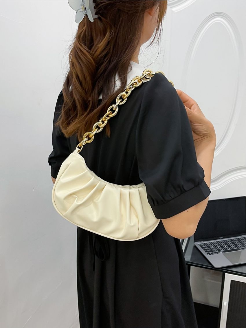 Minimalist Chain Ruched Bag