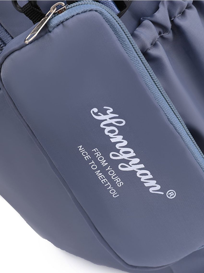 Letter Patch Decor Waterproof Functional Backpack With Coin Purse