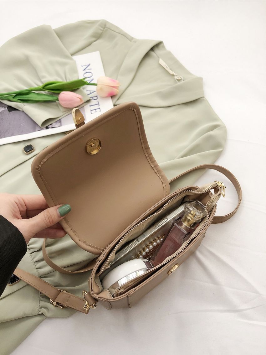 Metal Decor Flap Square Bag