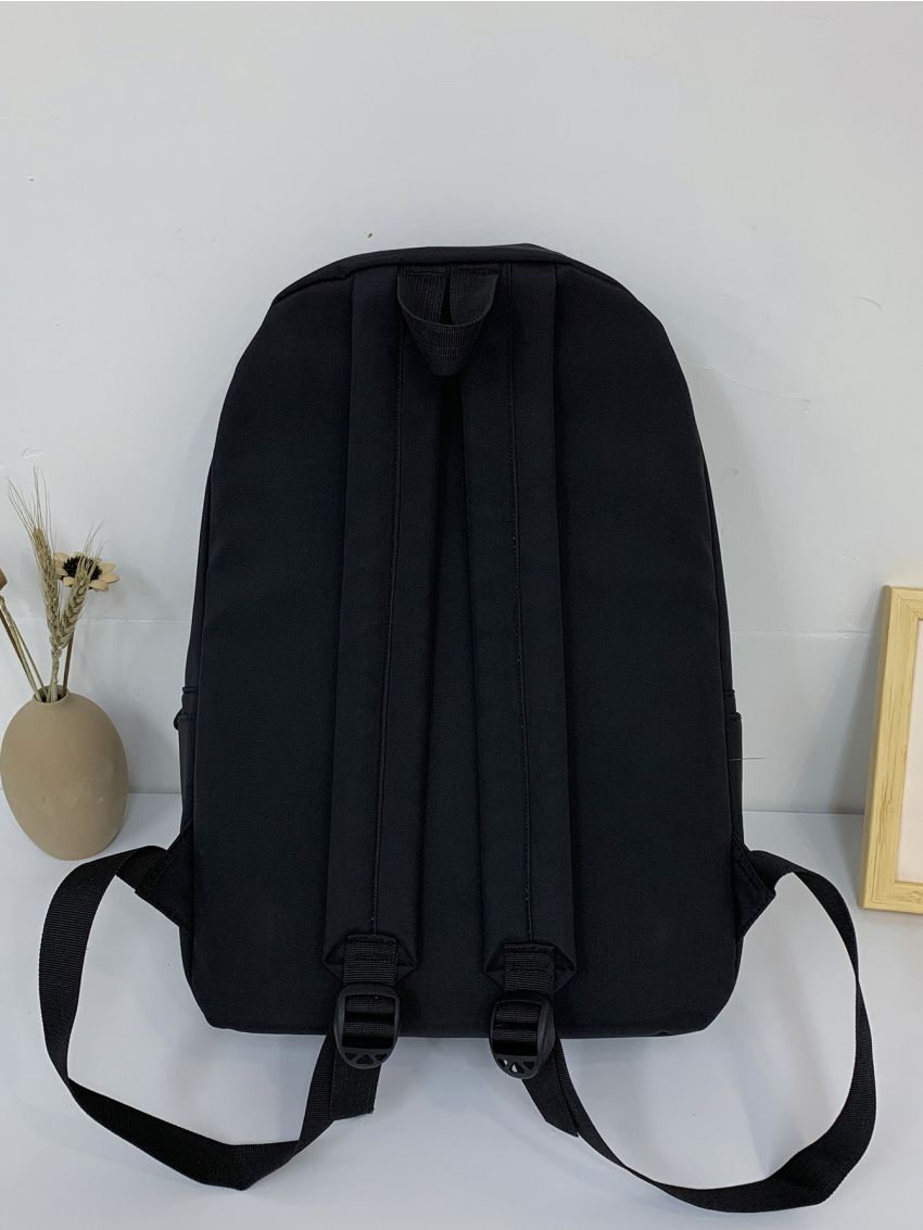 Letter Patch Decor Functional Backpack
