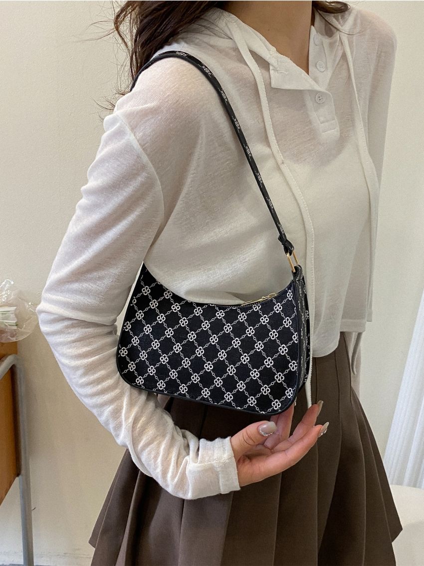 Mini Geometric Pattern Baguette Bag