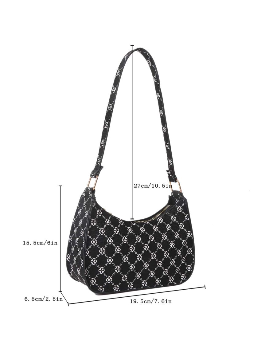 Mini Geometric Pattern Baguette Bag