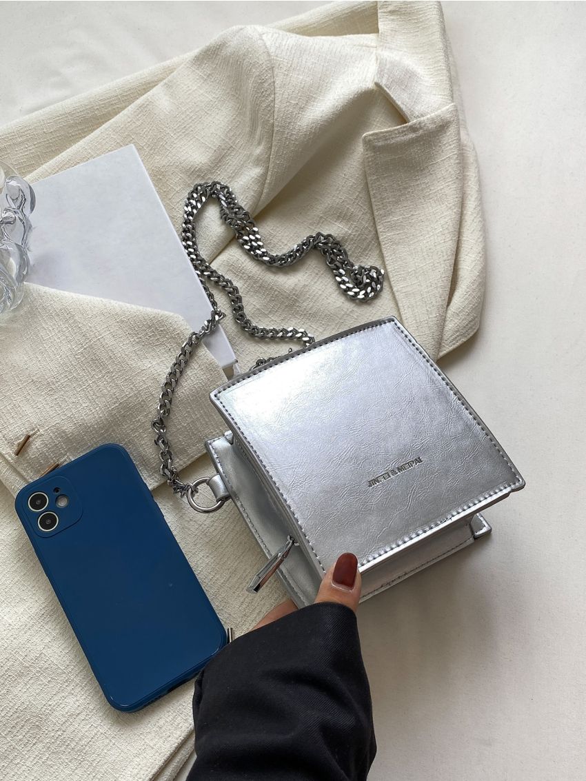 Mini Metallic Letter Embossed Square Bag