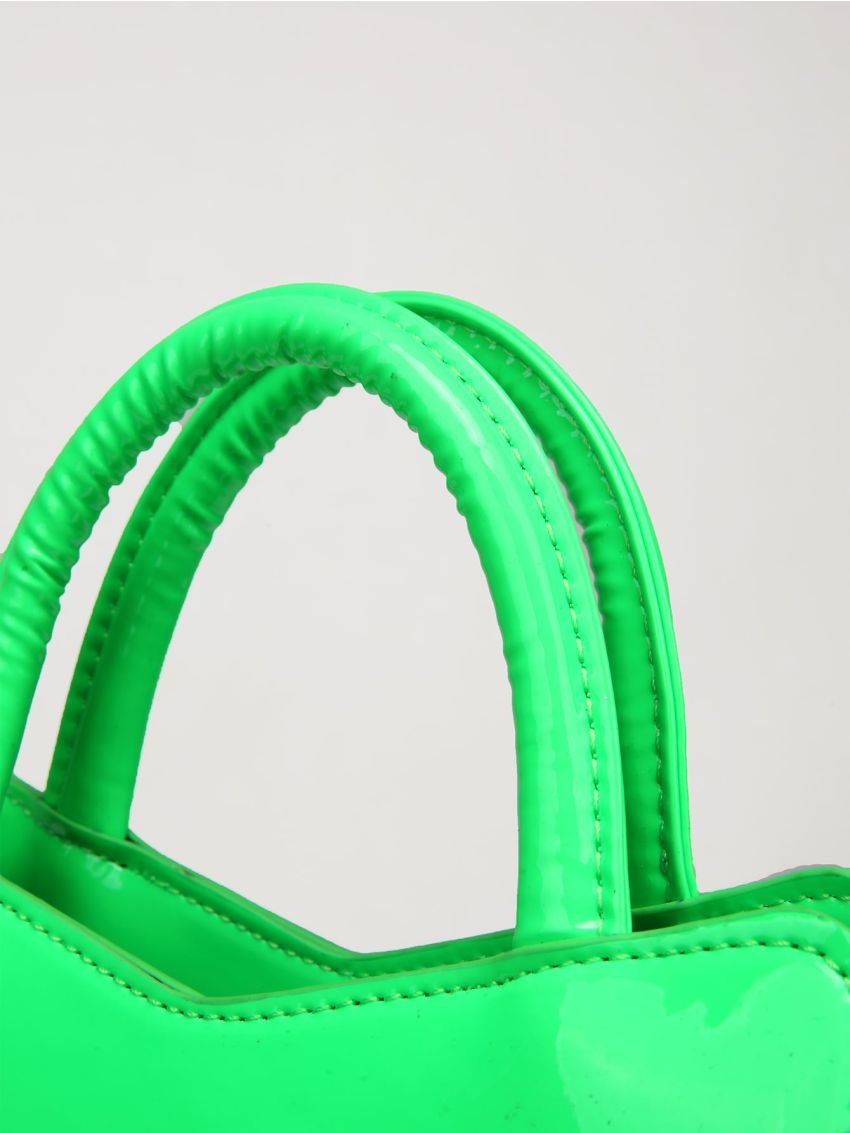 Mini Neon Lime Chain Decor Bow Design Novelty Bag