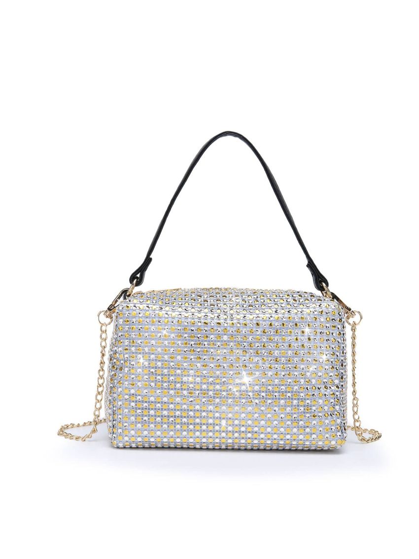 Mini Rhinestone Decor Square Bag