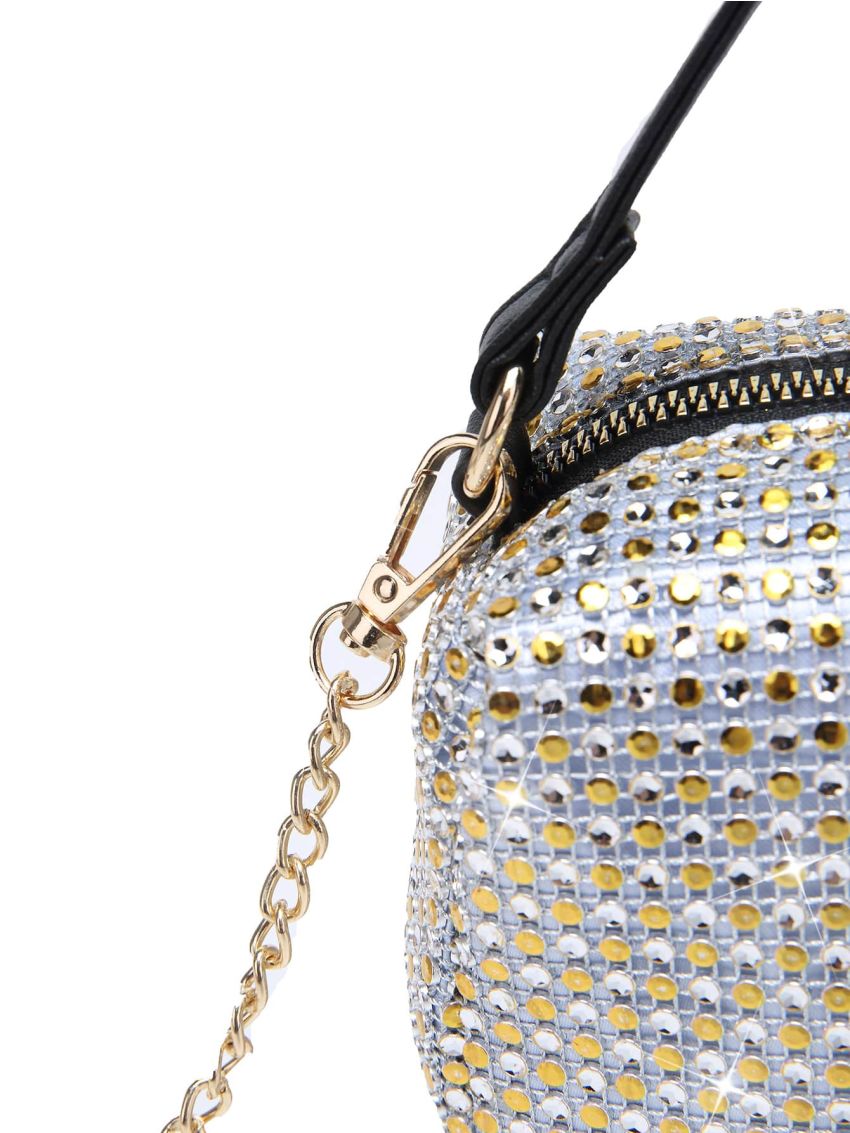 Mini Rhinestone Decor Square Bag
