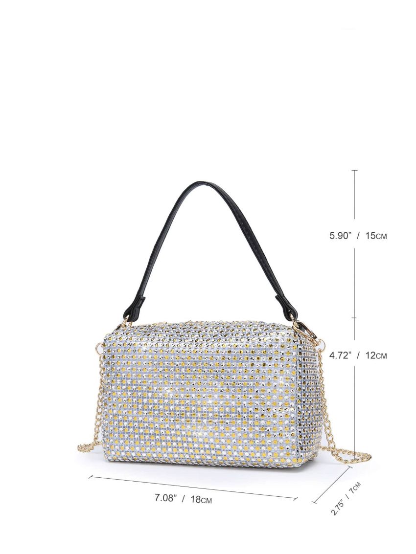 Mini Rhinestone Decor Square Bag