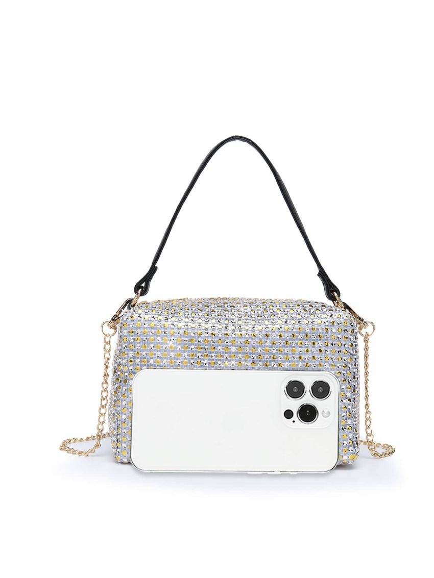 Mini Rhinestone Decor Square Bag